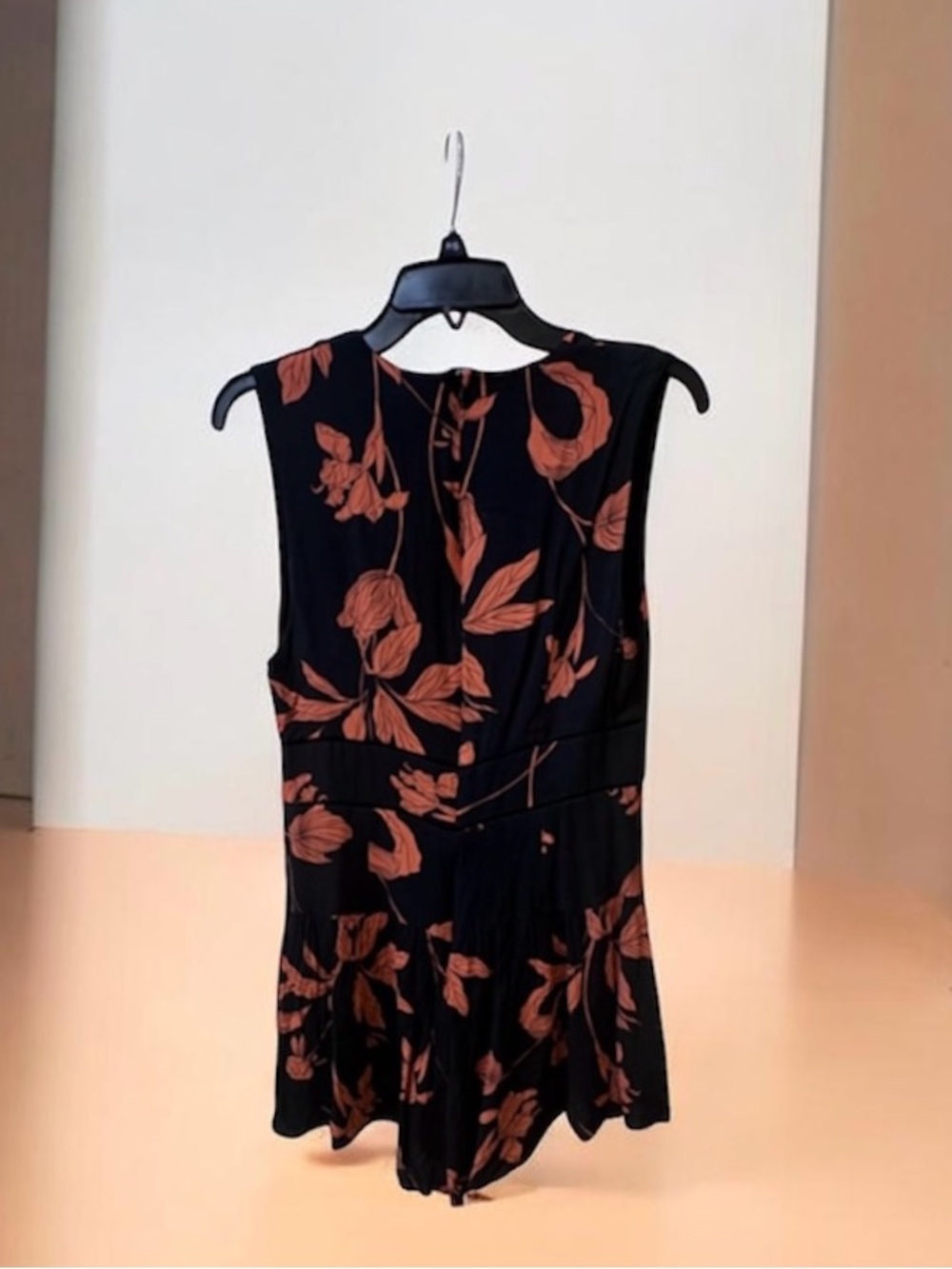 Takoon Black and Orange Floral Romper in size M